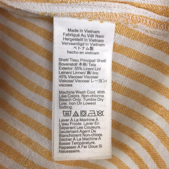 J. Crew Factory Sleeveless Top Square Neck Yellow White Stripes Button Linen XS - Picture 5 of 5